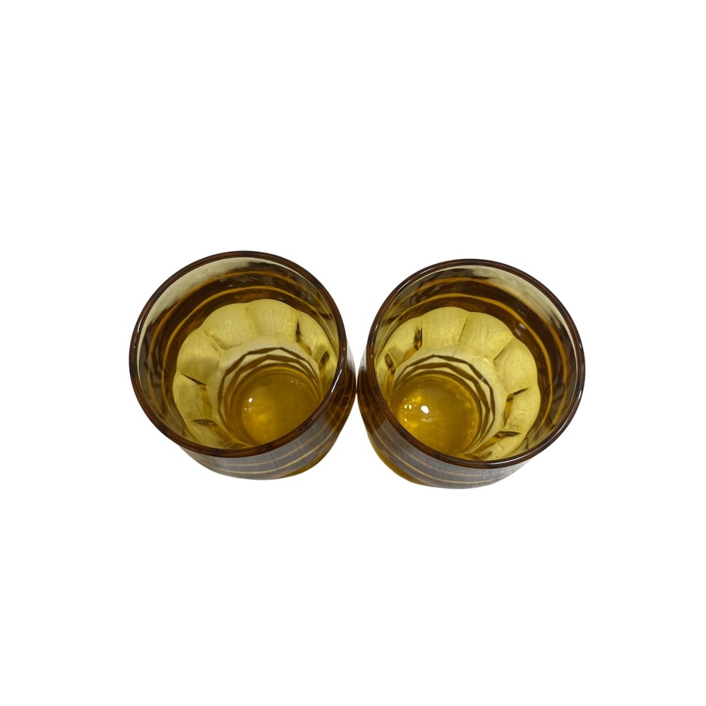 2 Vintage Anchor Hocking Georgian‎ Honey Comb Heavy Amber Glasses Glass Set 1970 - Picture 2 of 3